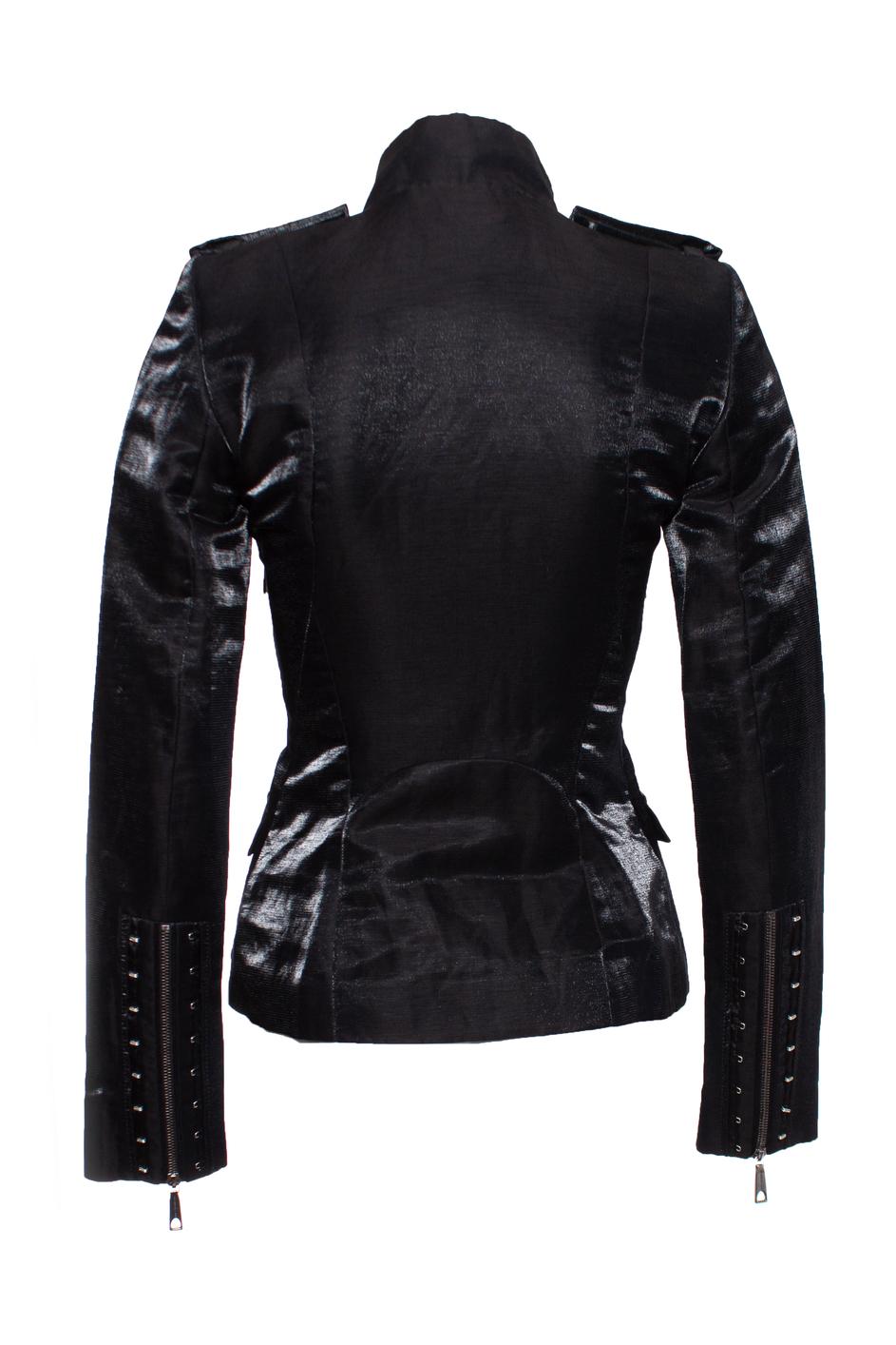 Barbara Bui, Black Shiny military jacket For Sale 1