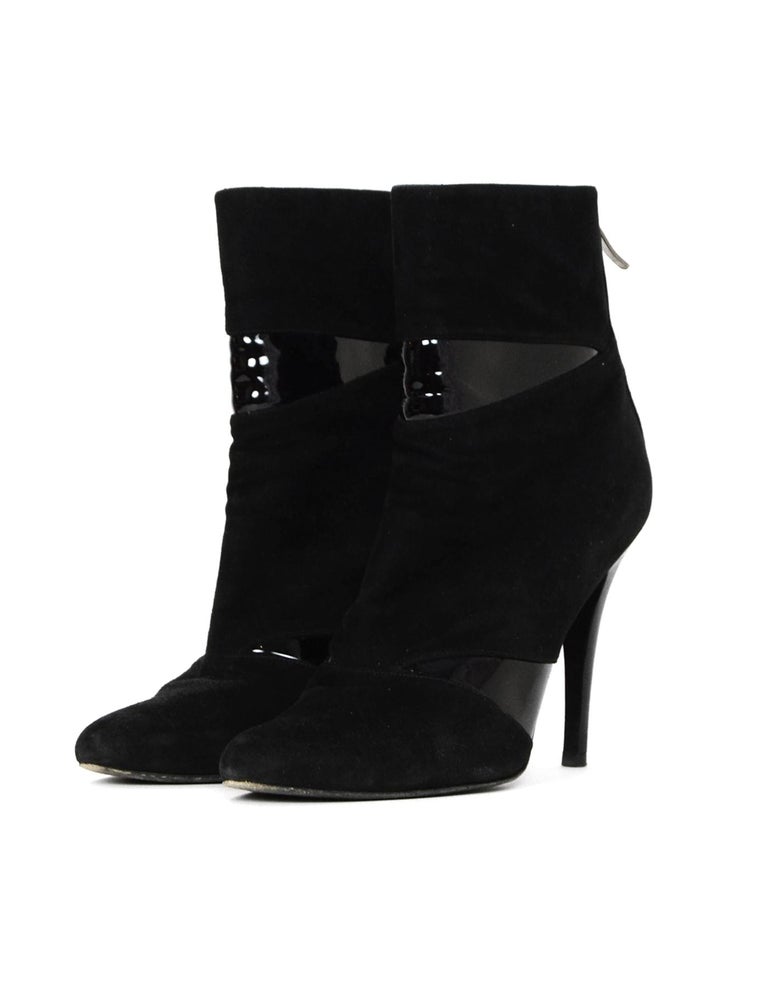 Barbara Bui Black Suede/Patent Leather High Heel Ankle Boot Sz 40 For ...