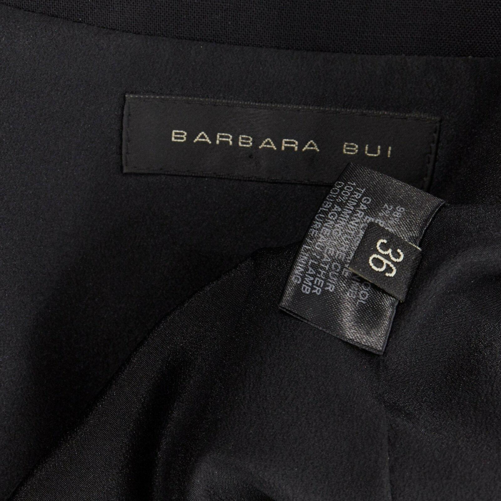 BARBARA BUI black wool asymmetric leather biker collar sleeveless boxy vest FR36 5