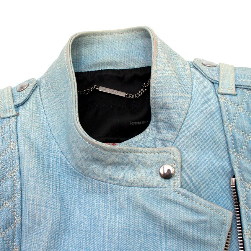 De las mujeres Barbara Bui Chaqueta de piel revestida azul - Talla US 6 en venta