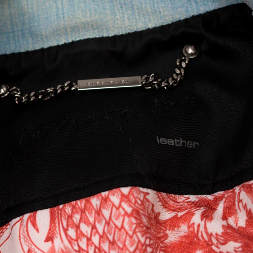 Barbara Bui Chaqueta de piel revestida azul - Talla US 6 en venta 2