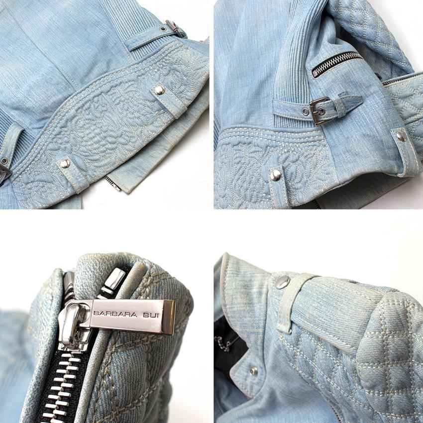 Barbara Bui Blue Coated Leather Jacket - Size US 6 For Sale 2