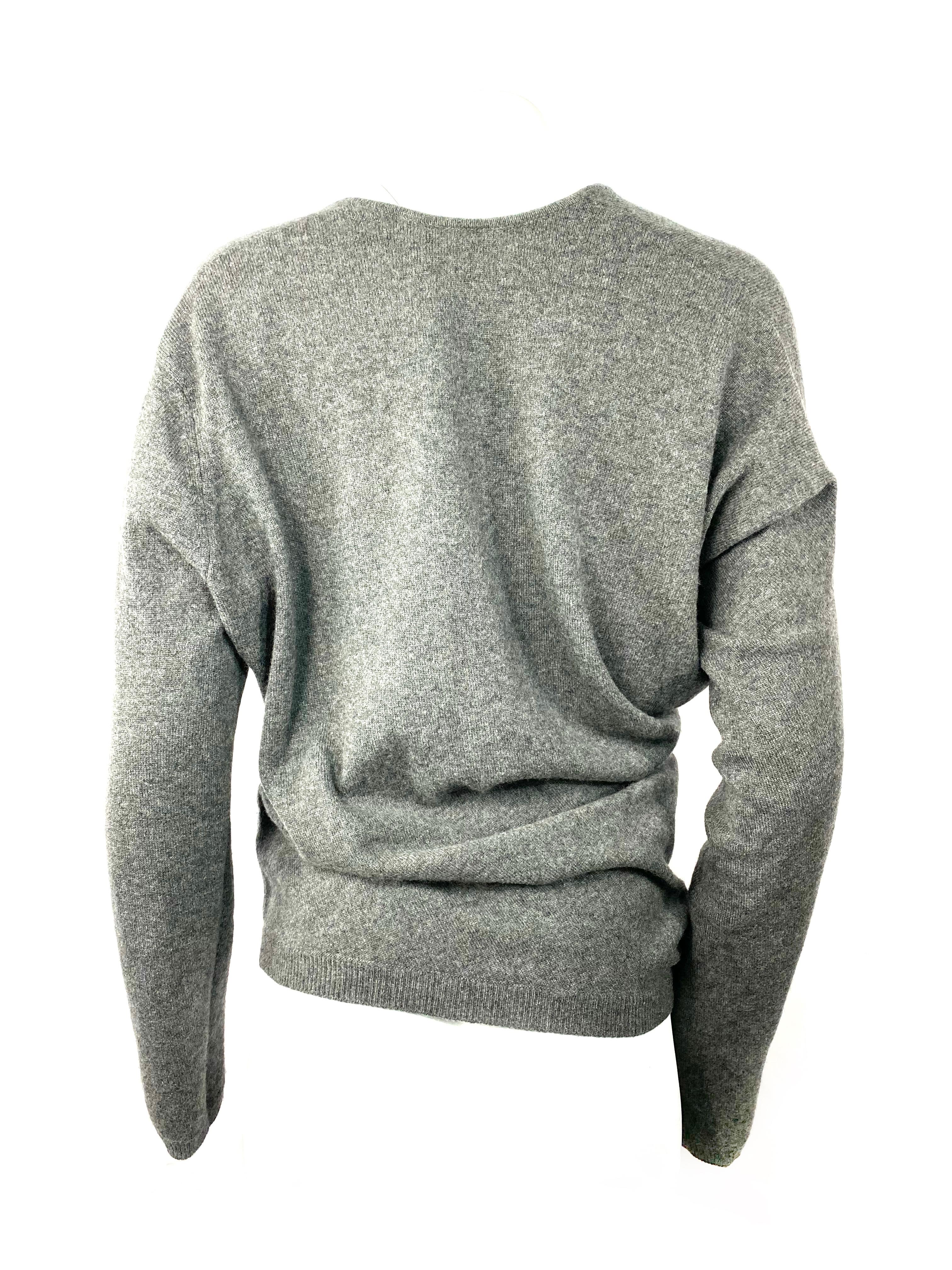 Gray Barbara Bui Grey Cashmere Long Sleeves Pullover Sweater Size S  For Sale