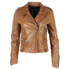 Barbara Bui Leather Biker Jacket It 40 Uk 8