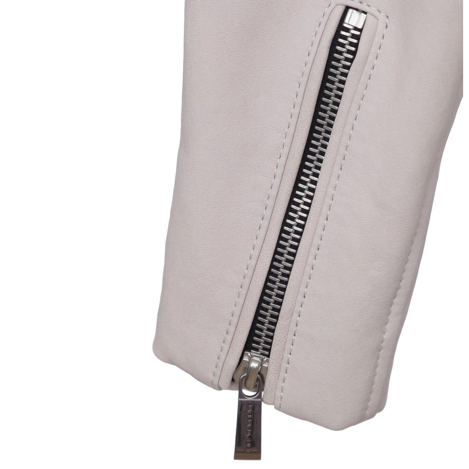 BARBARA BUI Jacket Leather Moto Coat Powder Pink Long Sleeve Zipper Sz 42 $2350 2