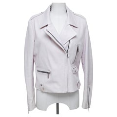 BARBARA BUI Leather Jacket Moto Coat Powder Pink Long Sleeve Zipper Sz 42 $2350