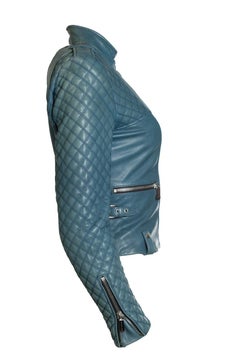 Barbara Bui, Quilted leather jacket in blue