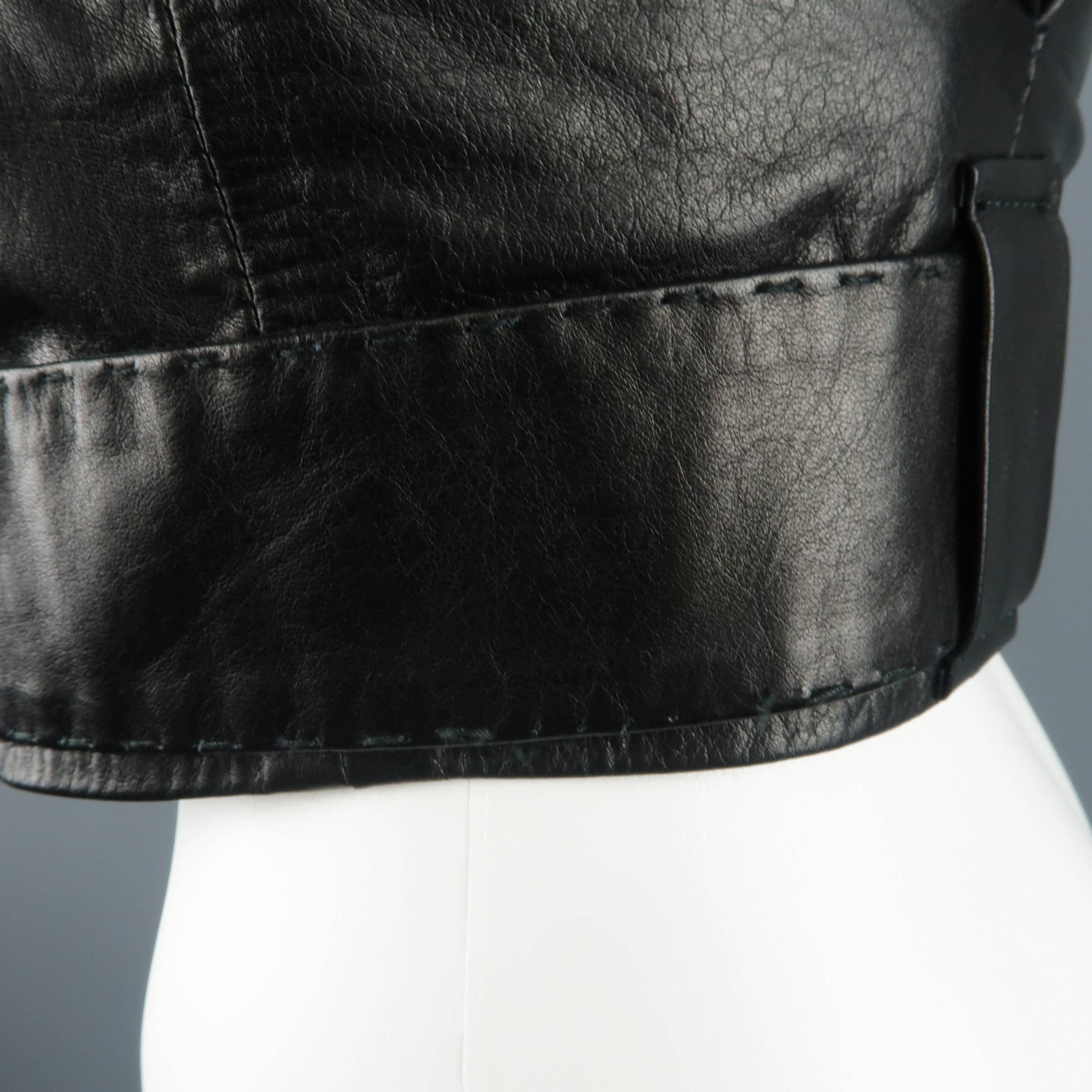 high collar leather jacket