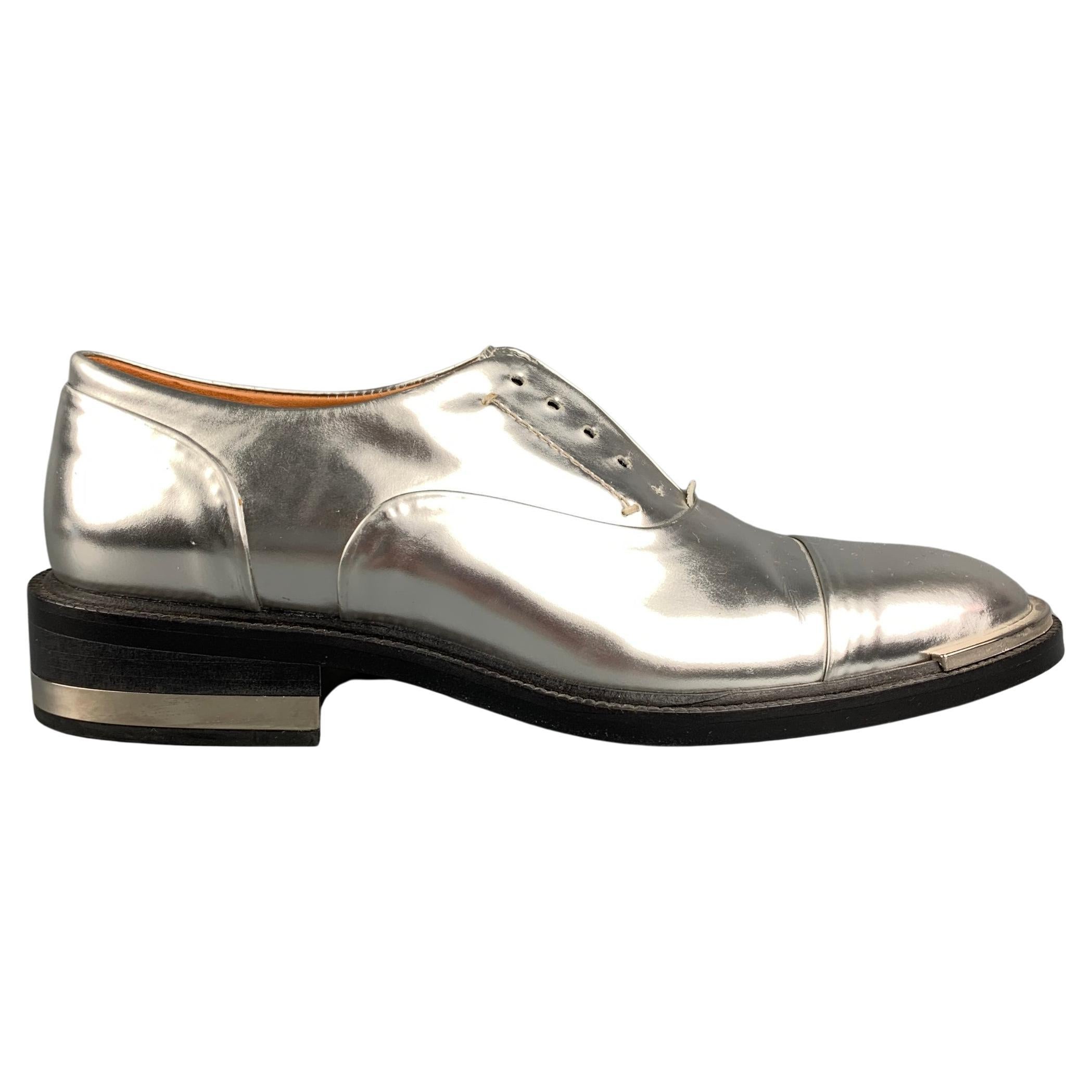 BARBARA BUI Size 7 Silver Leather Metallic Patent Leather Shoes