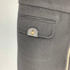 BARBARA BUI Size 8 Black Wool Cashmere Leather Zip Up Mini Skirt