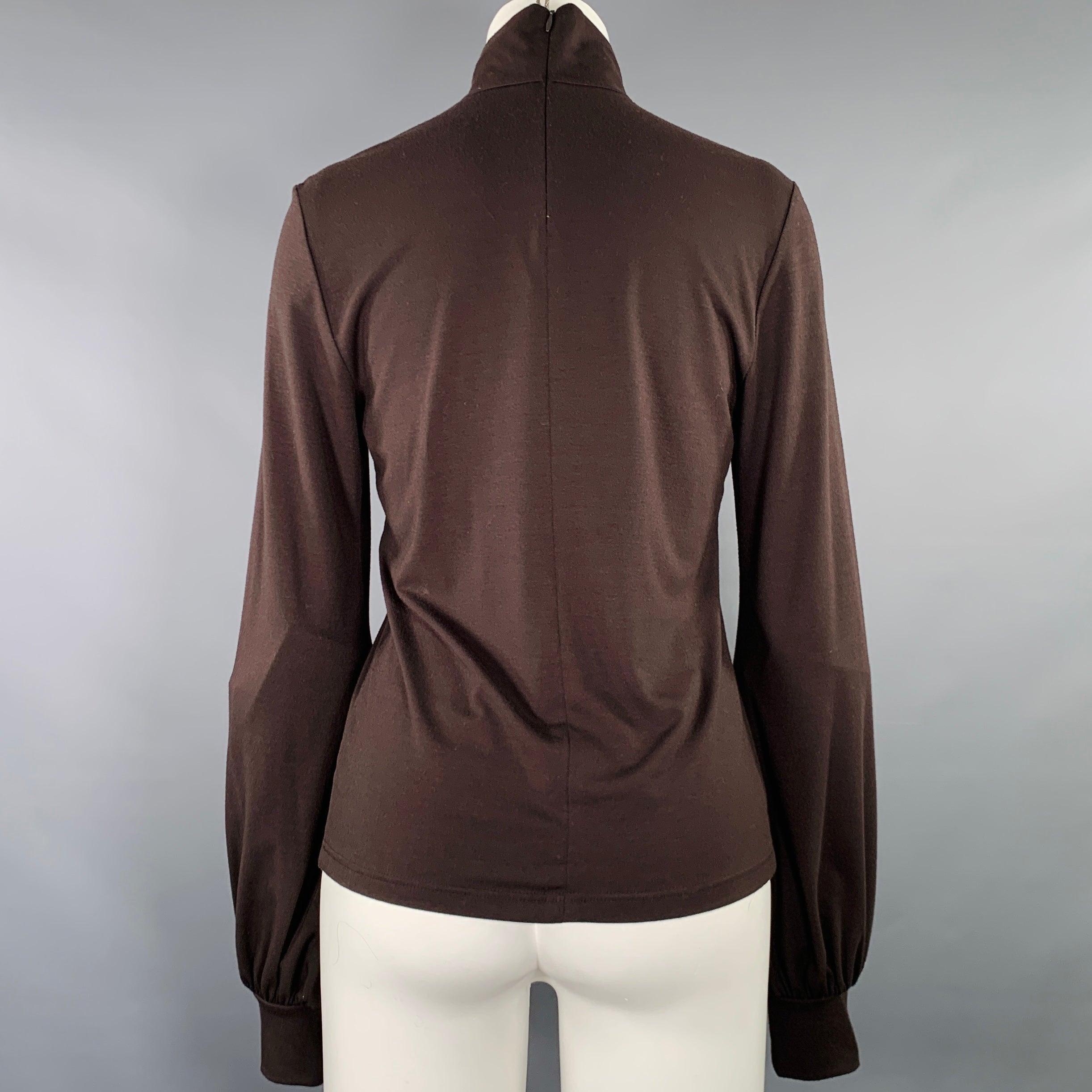 BARBARA BUI Größe M Braun Polyestermischung Plissee-Rollkragenpullover im Zustand „Gut“ im Angebot in San Francisco, CA