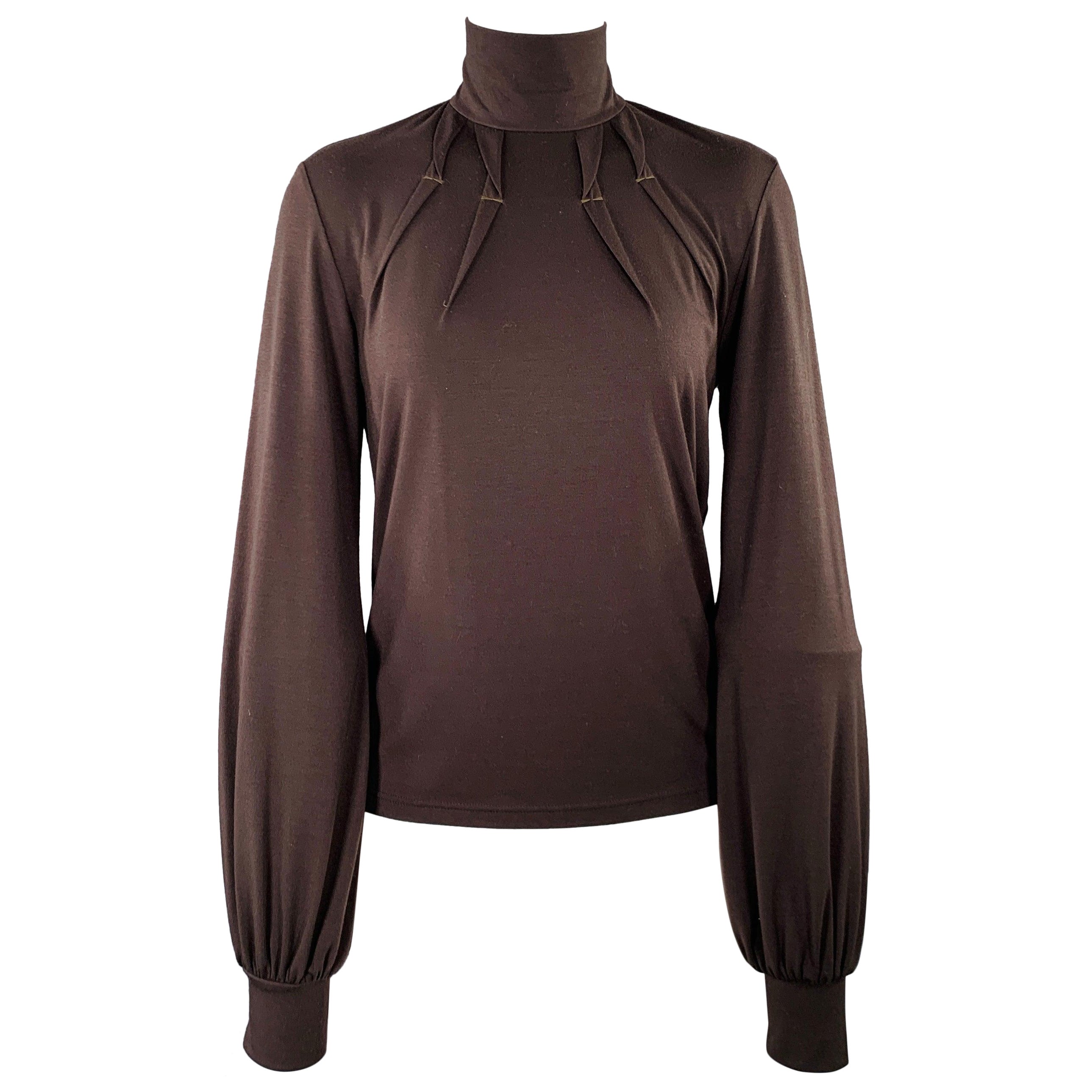 Barbara Bui taglia M Pullover a collo alto plissettato in misto poliestere marrone.