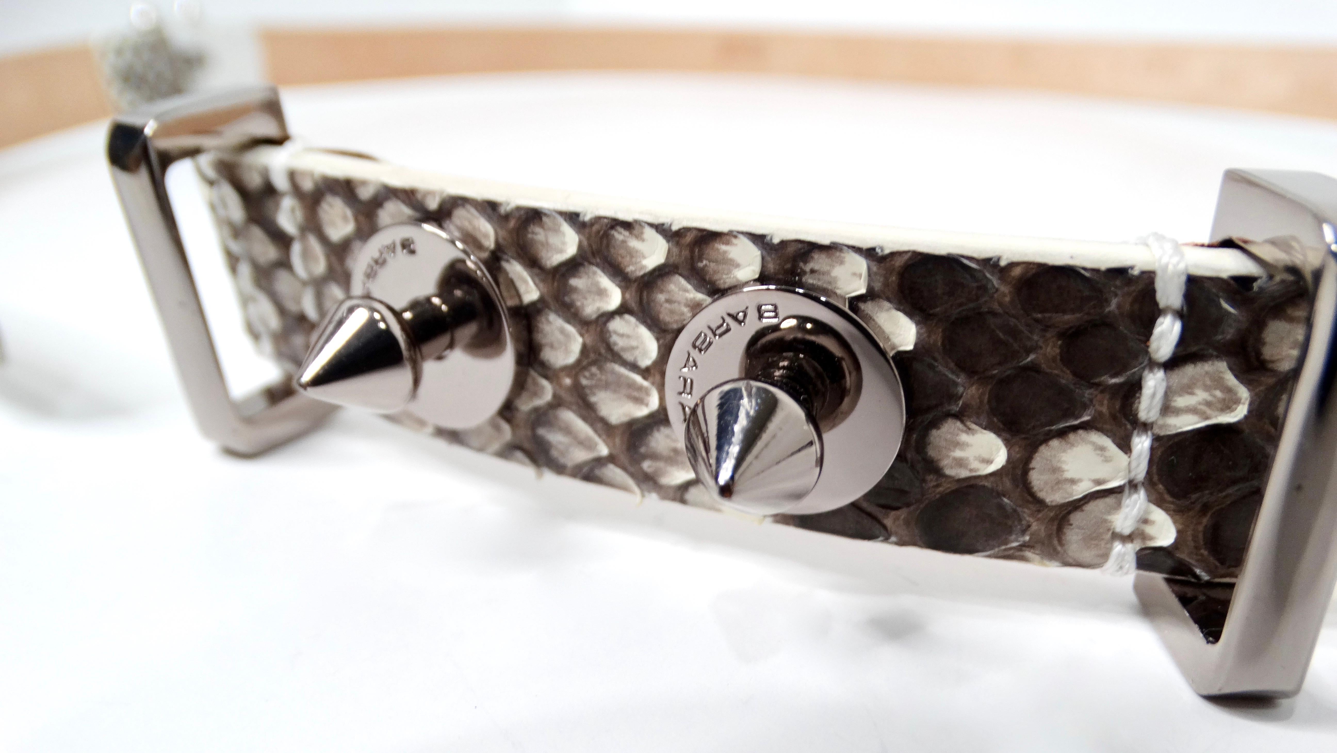 Barbara Bui Skinny Snakeskin White Leather Belt With Silver-Tone Studs im Zustand „Gut“ im Angebot in Scottsdale, AZ