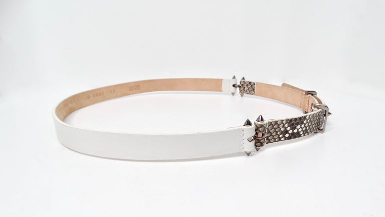 BARBARA BUI White Belt/W Silver Chain Barbara Bui White Leather Silver Stone Studded Belt For Sale  main image 2