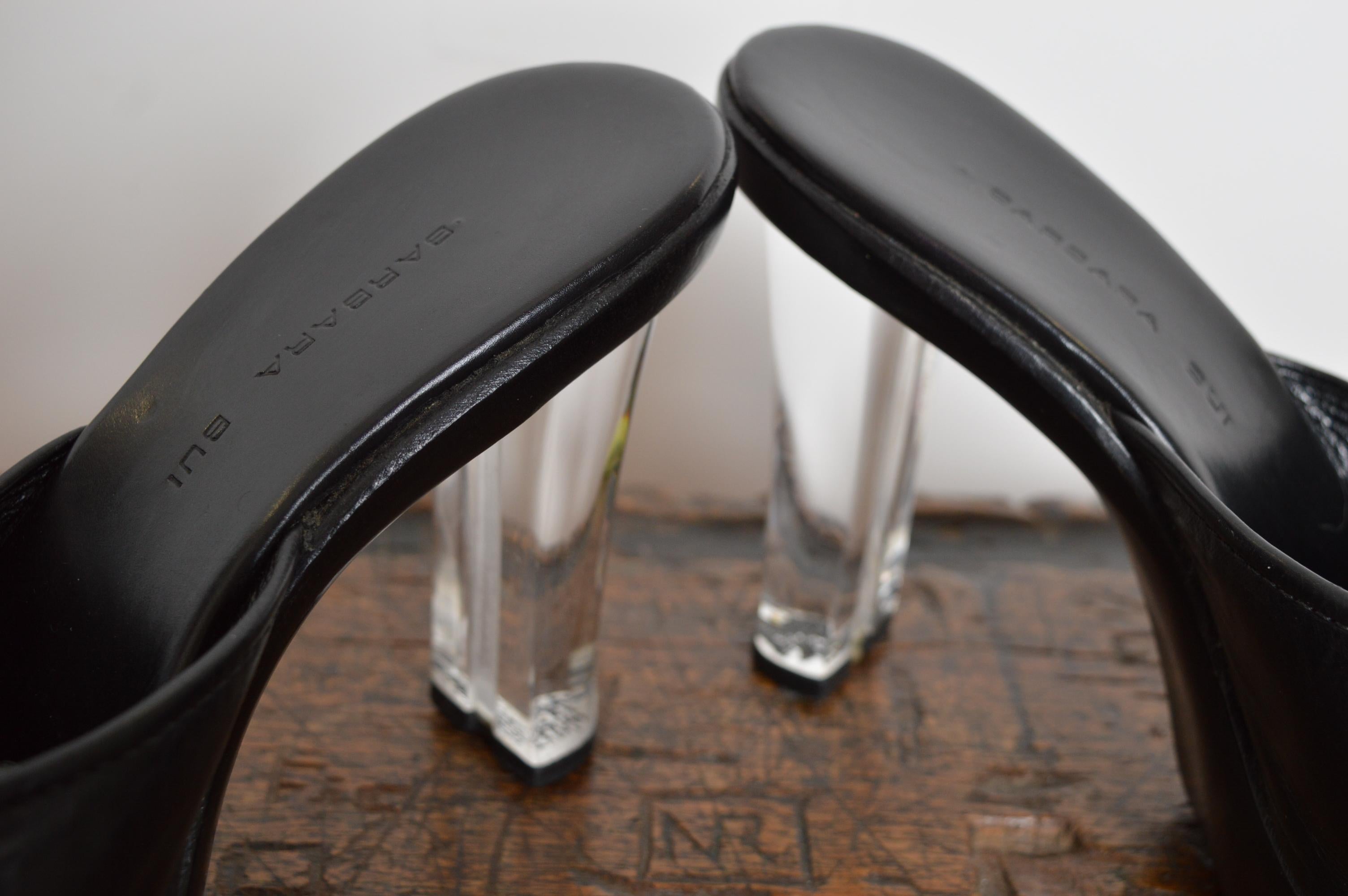 Barbara Bui Slip on Mules 2000’s Perspex and Black leather High Heels Platforms en vente 6