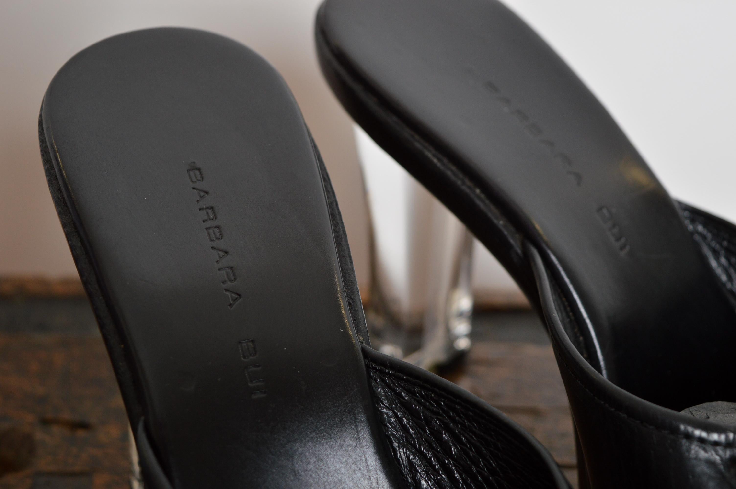Barbara Bui Slip on Mules 2000’s Perspex and Black leather High Heels Platforms Bon état - En vente à Sheffield, GB