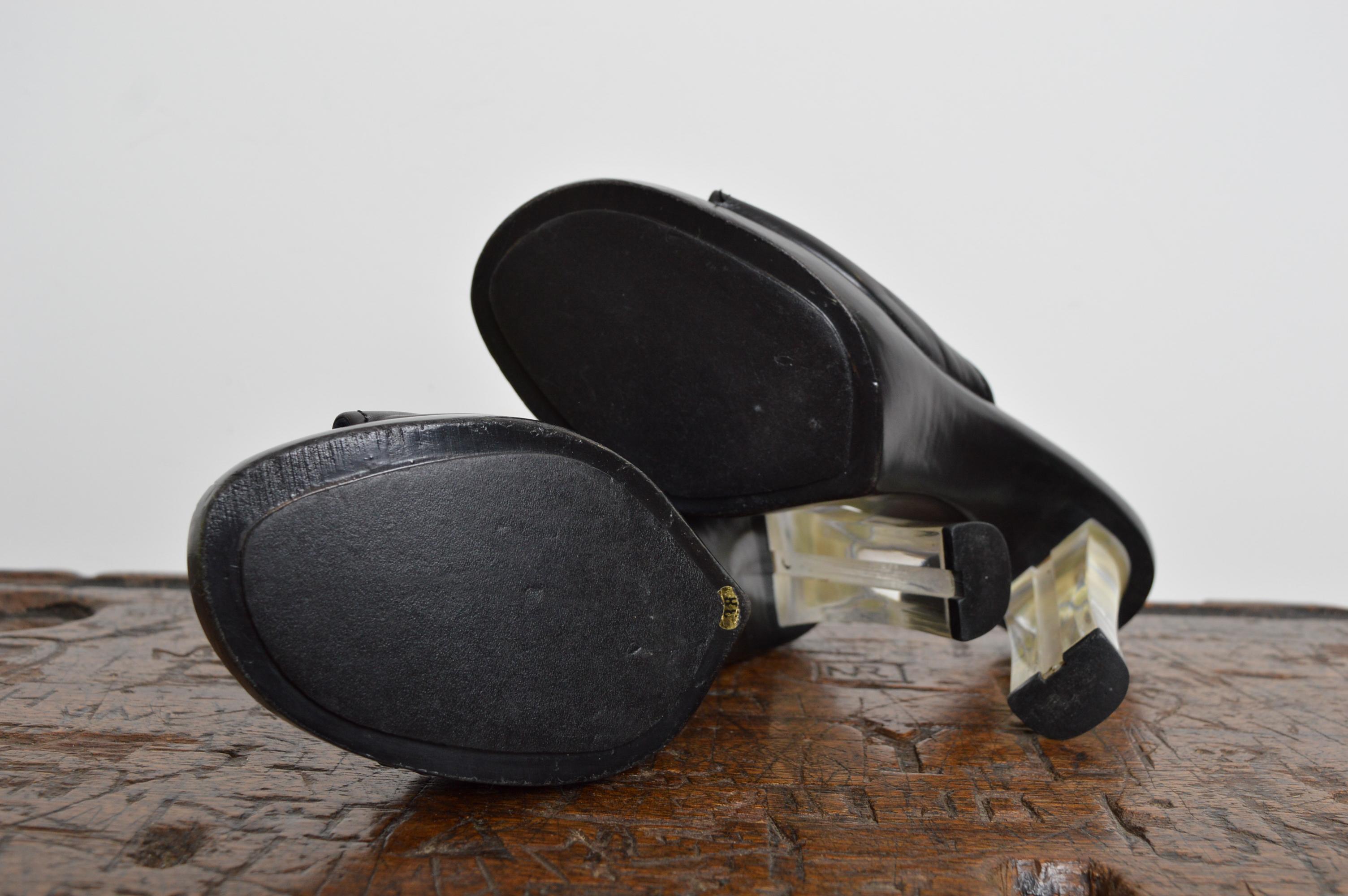 Barbara Bui Slip on Mules 2000’s Perspex and Black leather High Heels Platforms en vente 4