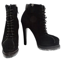 Used Barbara Bui Suede Platform Lace Up Boots