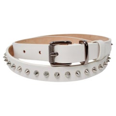Barbara Bui White Leather Silver Stone Studded Belt