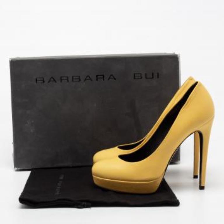 Barbara Bui - Décolleté con plateau in pelle gialla taglia 38 in vendita 5