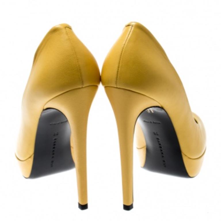 Donna Barbara Bui - Décolleté con plateau in pelle gialla taglia 38 in vendita