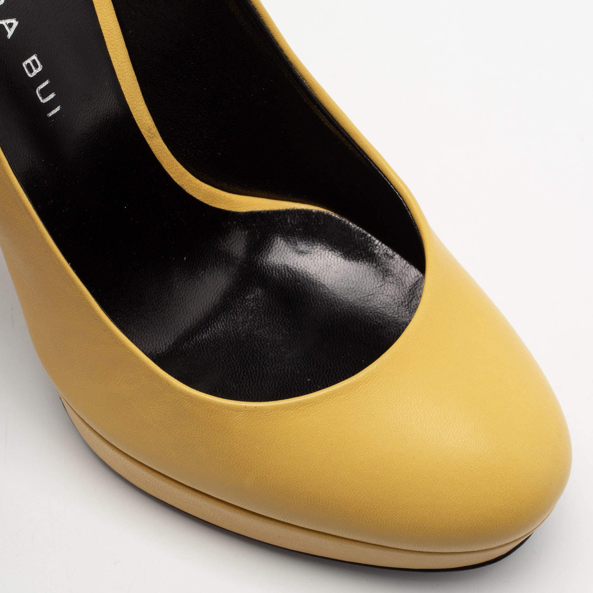 Barbara Bui Yellow Leather Platform Pumps Size 38 For Sale 2