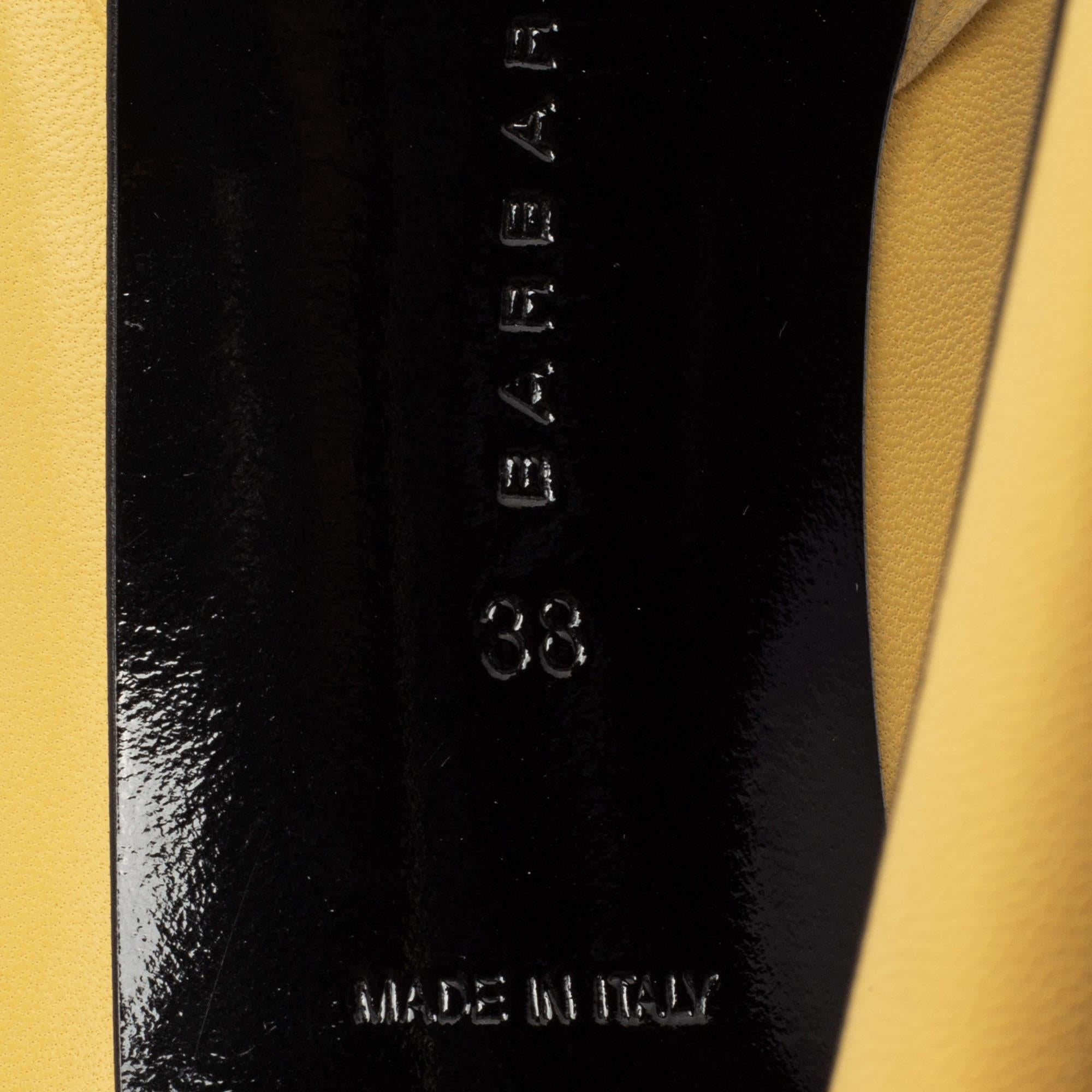 Barbara Bui Yellow Leather Platform Pumps Size 38 For Sale 3