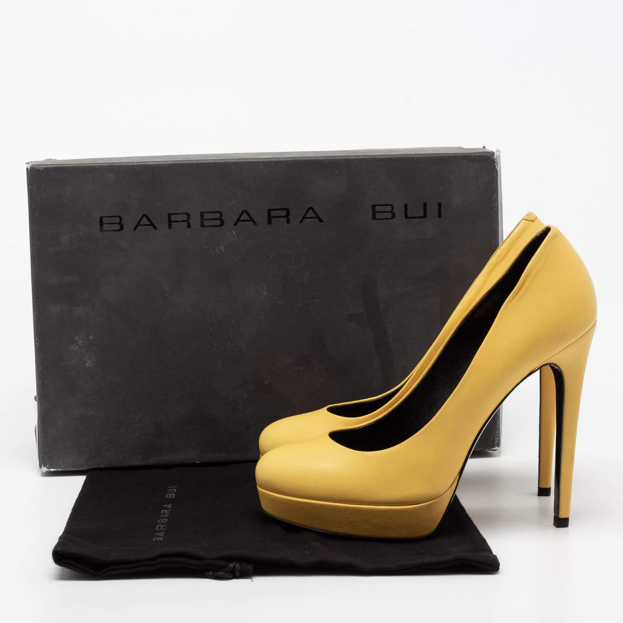 Barbara Bui Yellow Leather Platform Pumps Size 38 For Sale 5