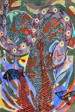 Snake, Large-Scale Visionary Abstract with Mystical Creatures by Barbara Carlson