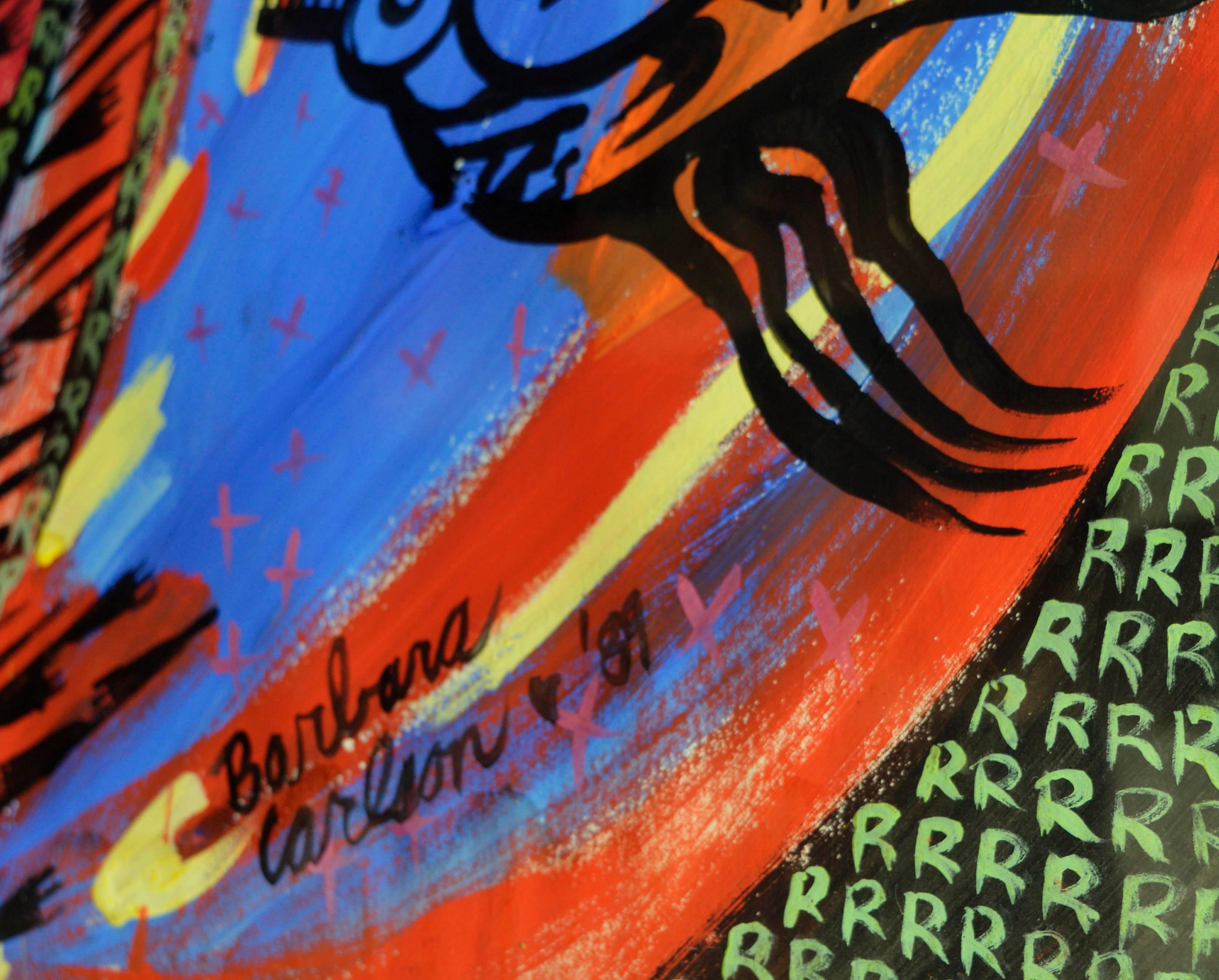 Snake, Large-Scale Visionary Abstract with Mystical Creatures by Barbara Carlson For Sale 5