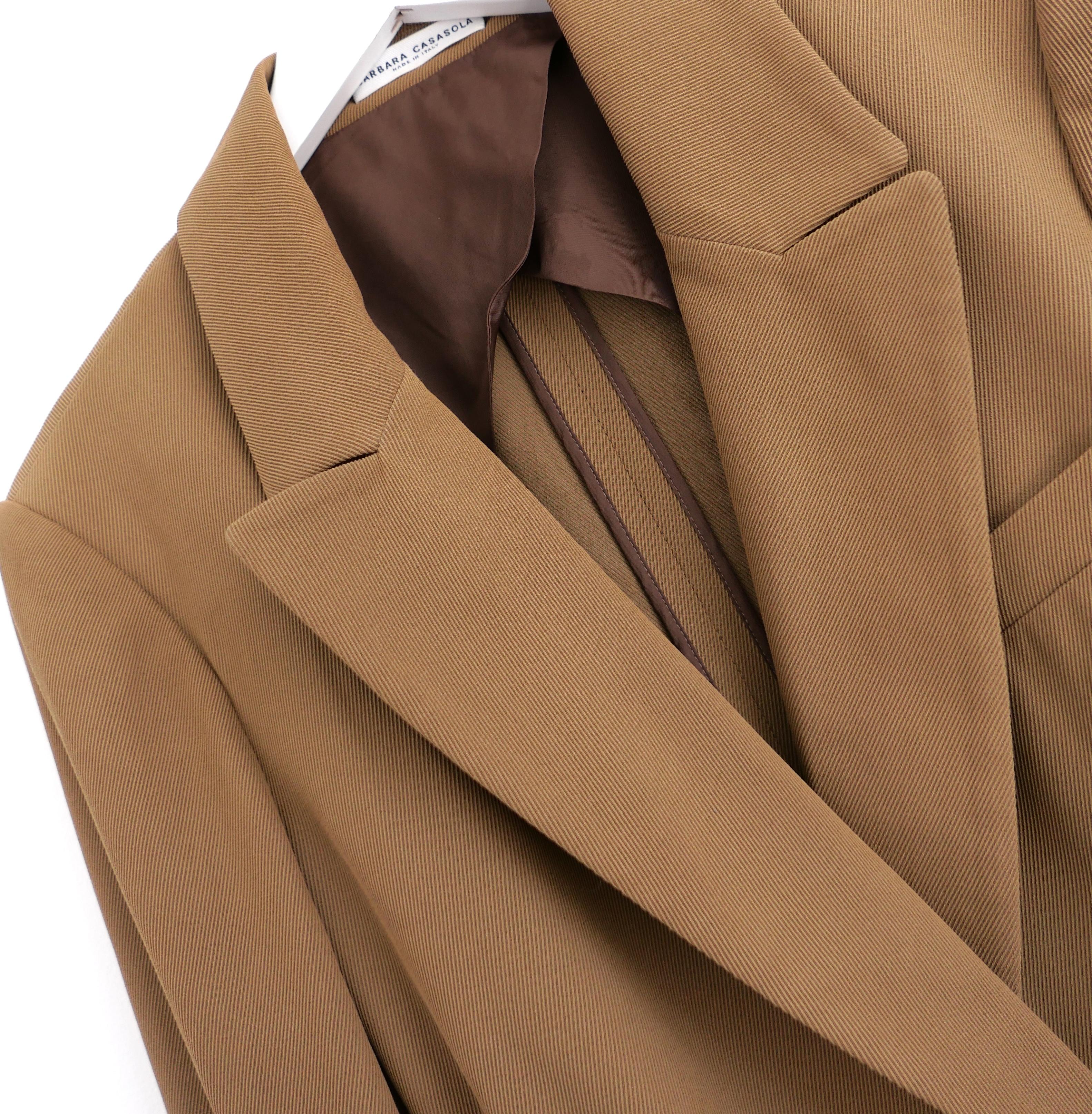 Brown Barbara Casasola Khaki Silk Mix Twill Safari Jacket For Sale