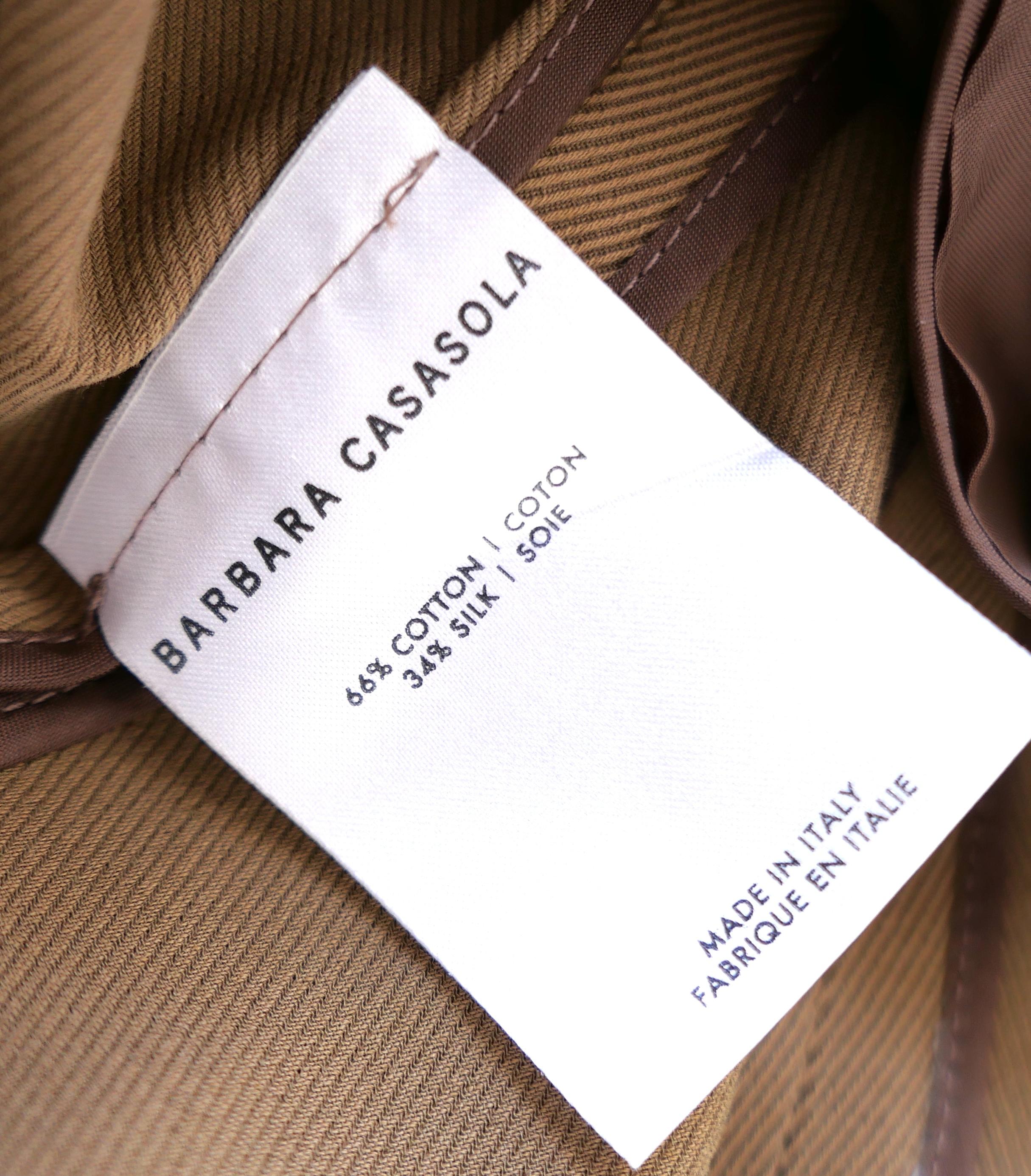 Barbara Casasola Khaki Silk Mix Twill Safari Jacket For Sale 2