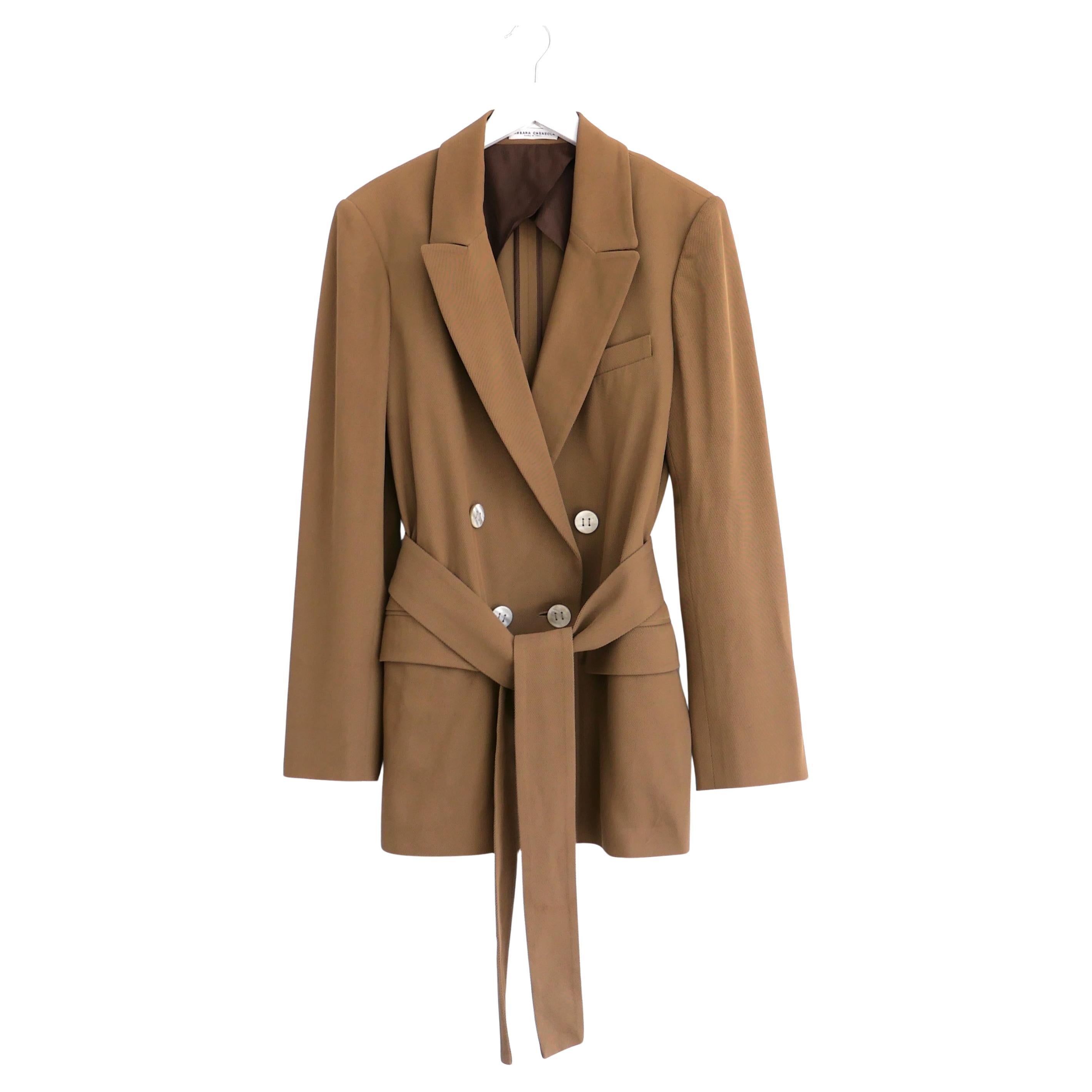 Barbara Casasola Khaki Silk Mix Twill Safari Jacket For Sale