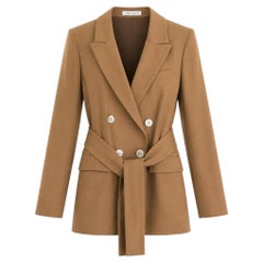 Barbara Casasola Khaki Silk Mix Twill Safari Jacket