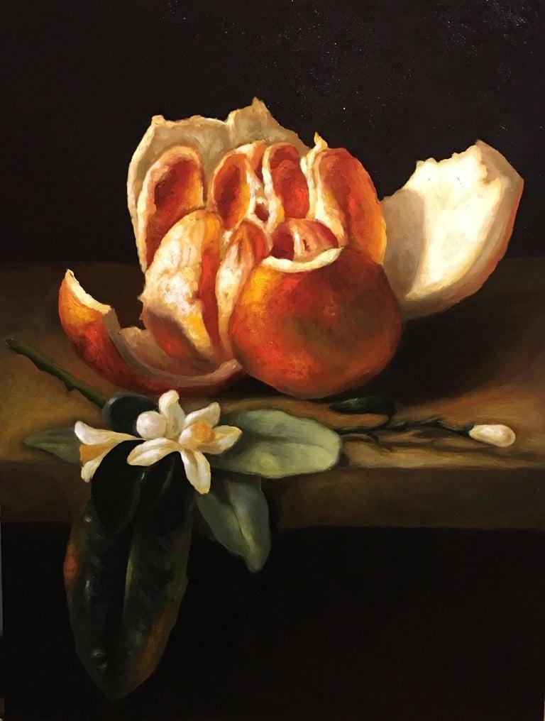 Italian Roses Still-life, Italian artist, Florence, Realism, Oil Painting. - Black Still-Life Painting by Barbara Castrucci