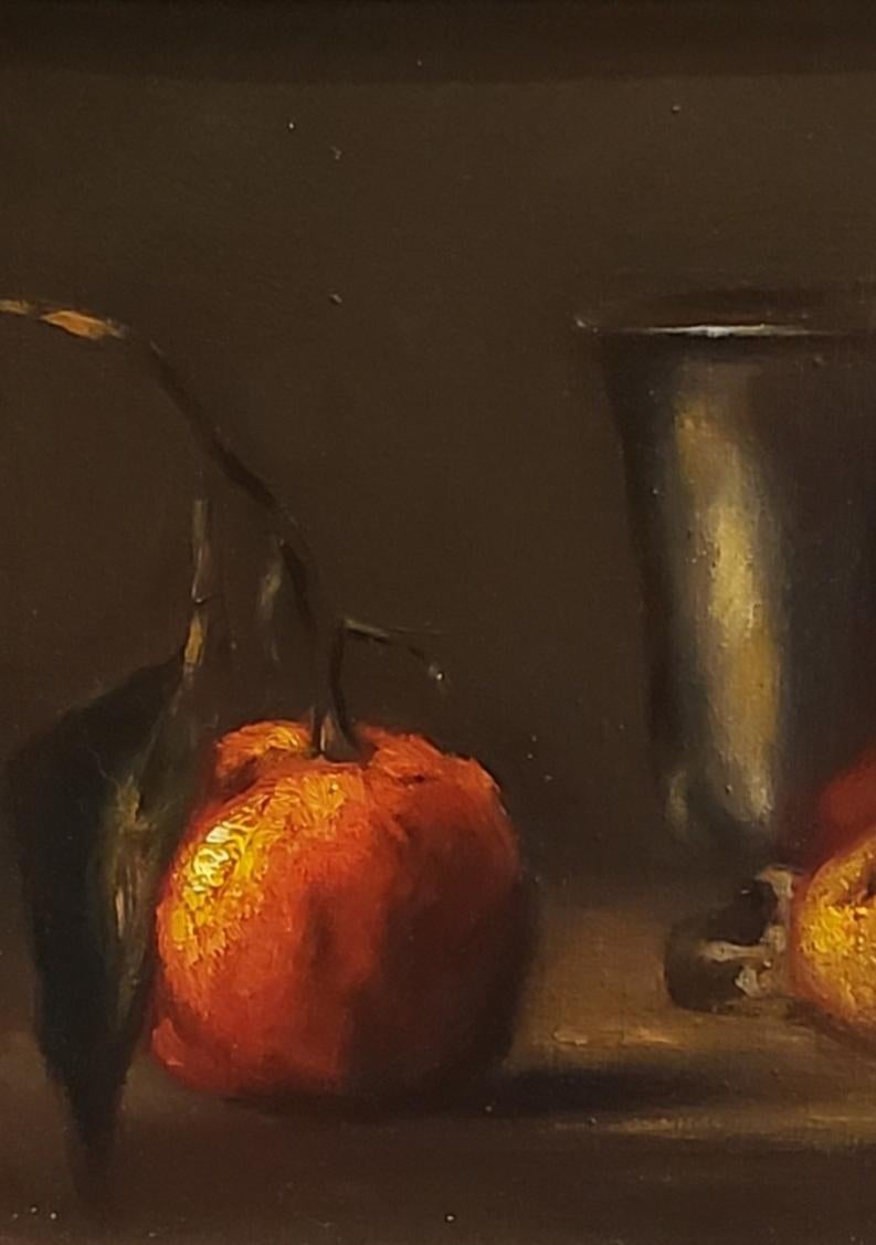Tavolo italiano , Natura morta, Artista italiano, Firenze, Realismo, Pittura a olio. - Still-Life Painting Nero di Barbara Castrucci