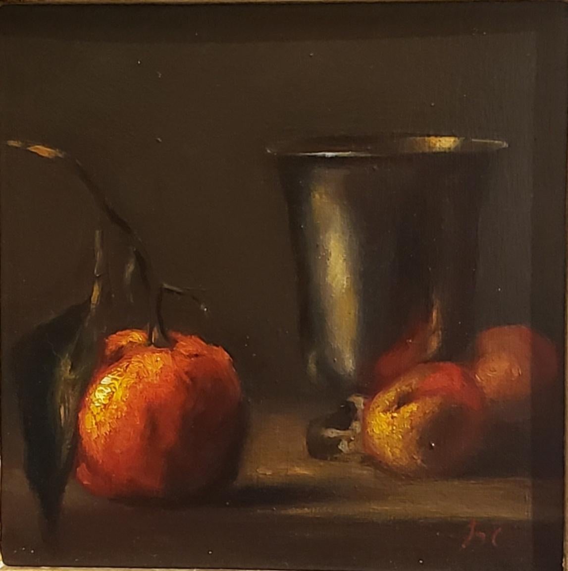 Süße Erdbeer ,Stillleben,  Florence, Realismus, Ölgemälde. (Braun), Still-Life Painting, von Barbara Castrucci