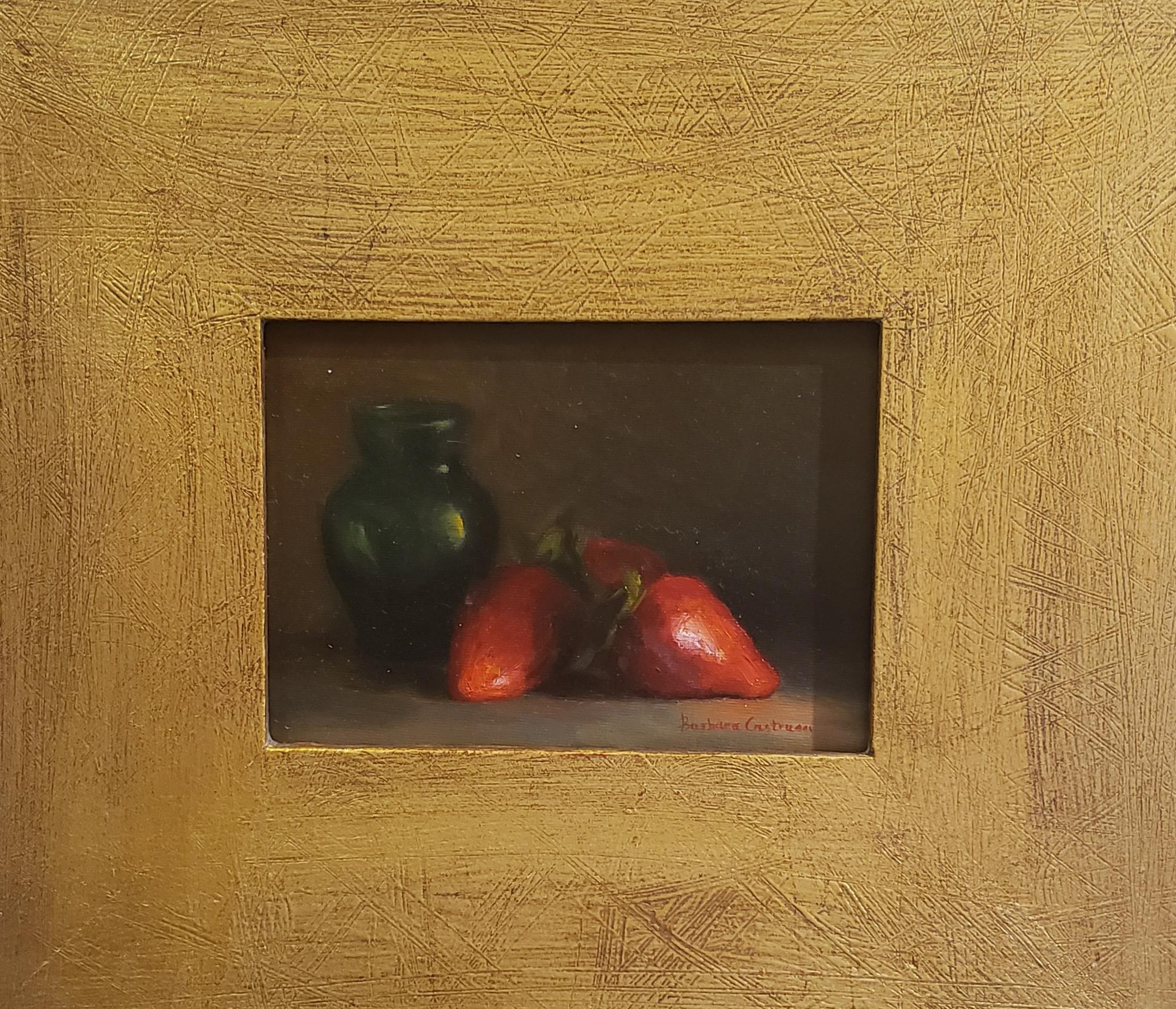 Barbara Castrucci Still-Life Painting - Luscious Strawberries , Still-life,  Florence, Realism, Oil Painting.