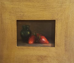 Luscious Strawberries , Still-life,  Florence, Realism, Oil Painting.