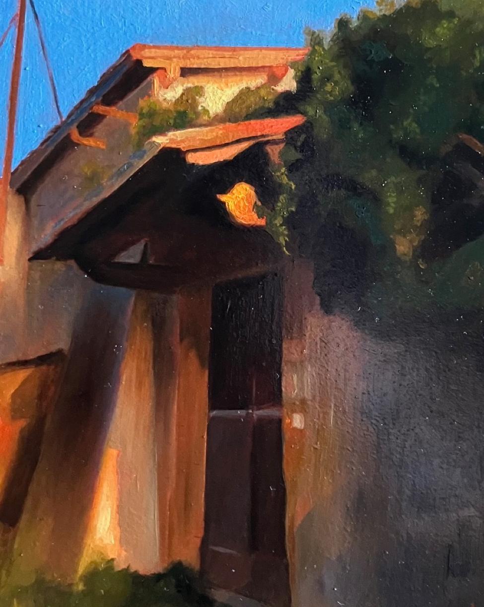 Altes toskanisches Bauernhaus  Italienischer Künstler Florenz Realismus Landschaft Öl auf Platte – Painting von Barbara Castrucci