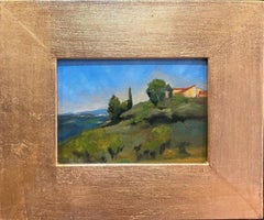 Ansicht des Monte Toskana Italienischer Landschaftsmaler in Florenz Öl auf Tafel Gerahmt