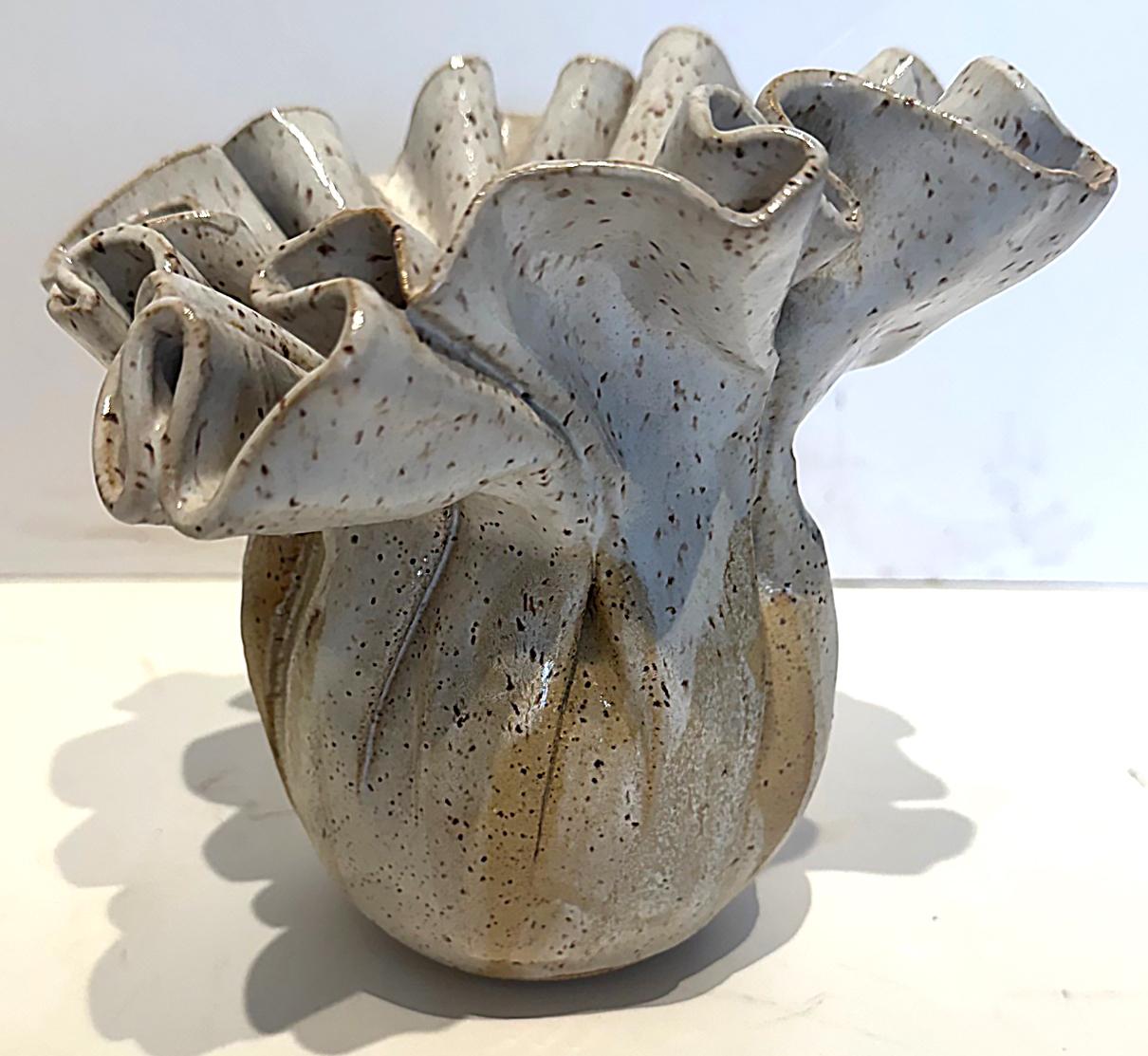 American Barbara Dalton Hand-built Drapery Fold Studio Pottery Vase For Sale