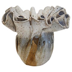 Barbara Dalton Jarrón de cerámica Studio Pottery con pliegues hechos a mano