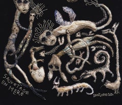 Mother rescue Barbara d'Antuono Contemporary textile art Haiti poetry embroidery