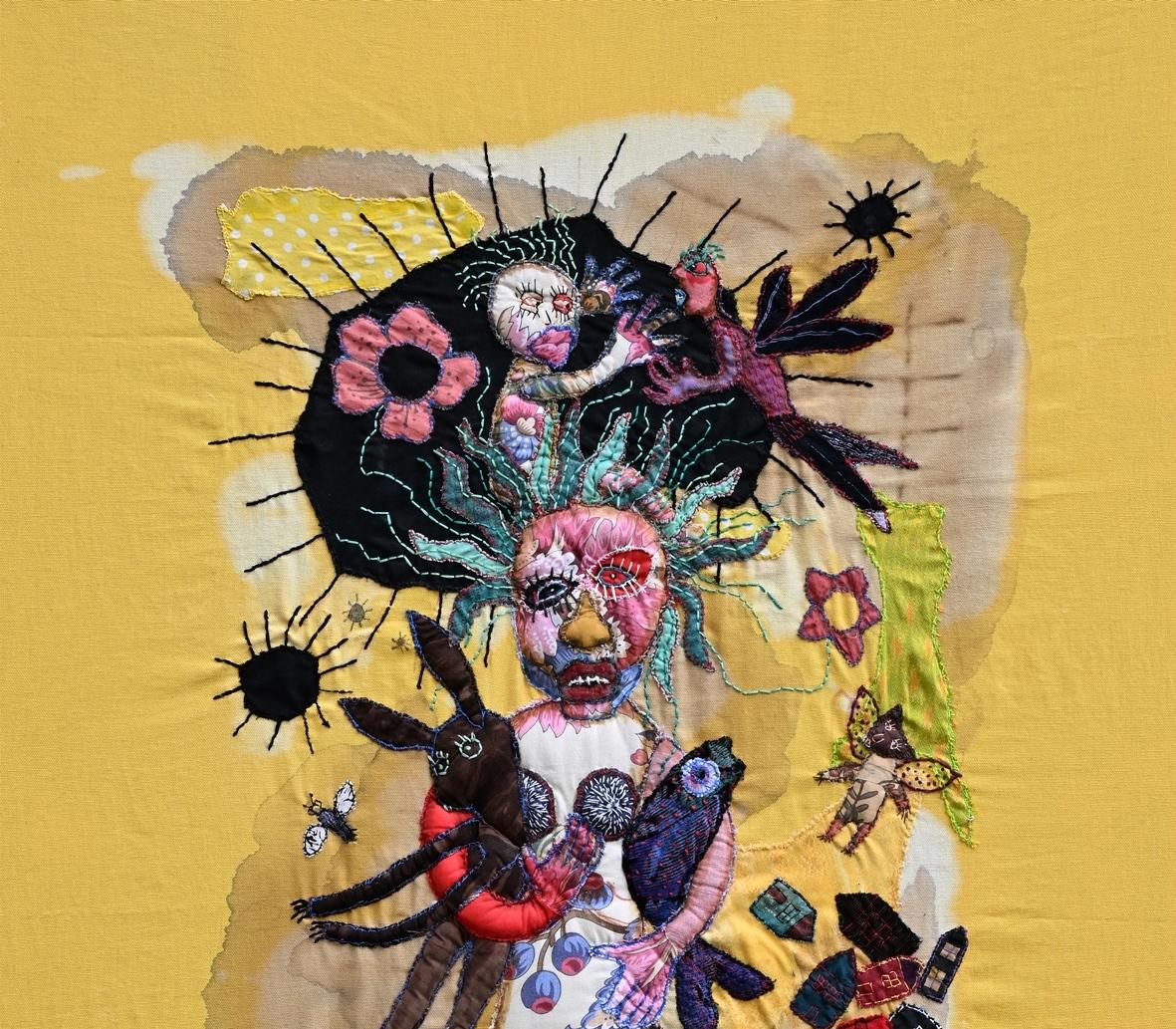 The black suns Barbara d'Antuono Contemporary textile art Haiti color life death 2