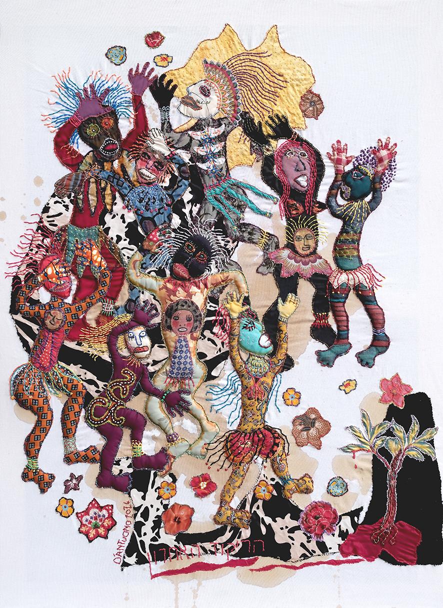 Textile painting hand-embroidered
Unique work
Hand-signed and dated lower left by the artist

“I sew like some people recite mantras. I don
t decide anything in advance. Images emerge, without any particular coherence with each other, but they are