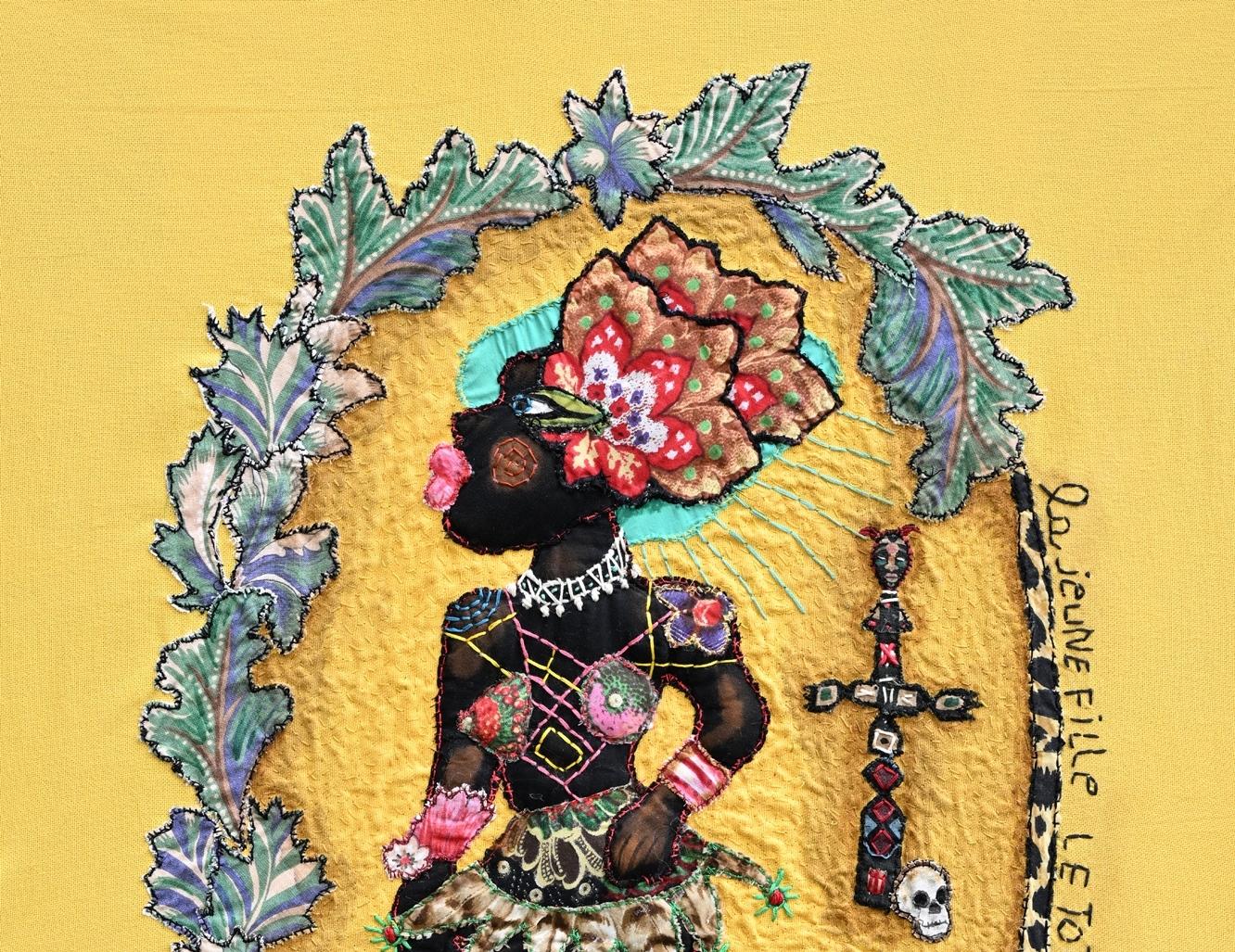 La joven, el tótem y la muerte Barbara d'Antuono Arte textil contemporáneo en venta 2