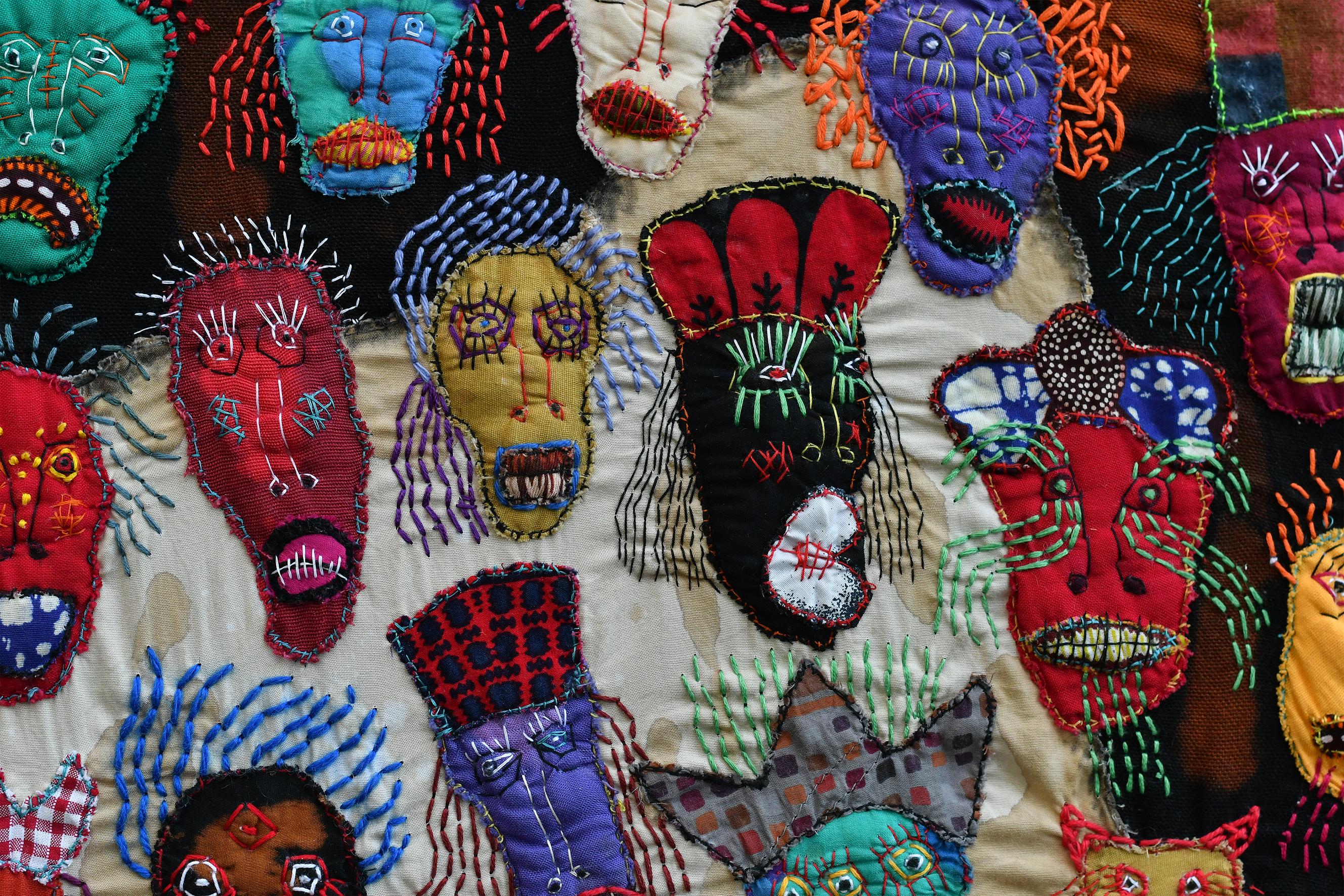 Ugly faces Barbara d'Antuono 21st Century Contemporary outsider art textile art  For Sale 3
