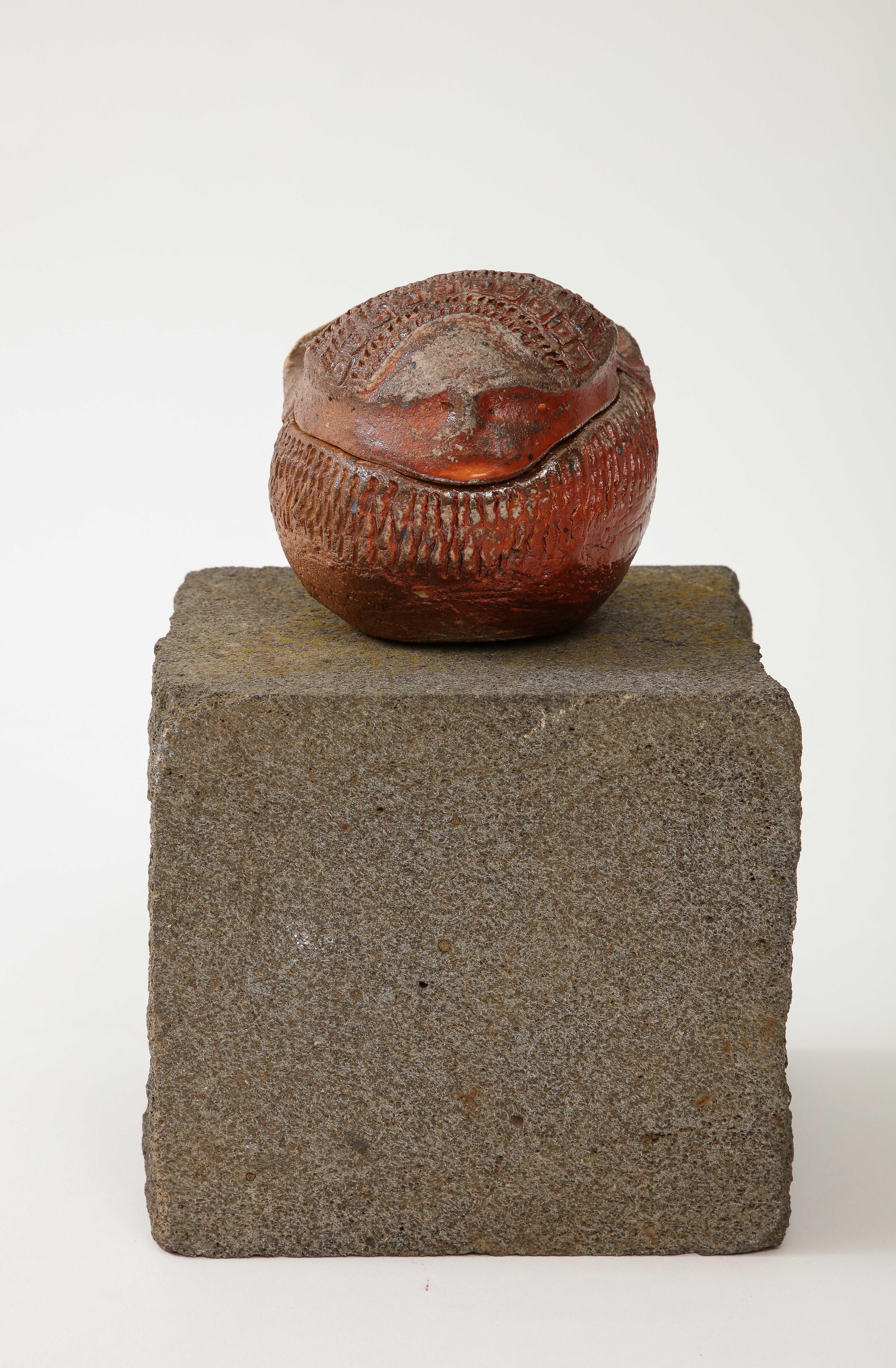 Barbara Delfosse French Incised Ceramic Bird Box, circa 1950-1960 3