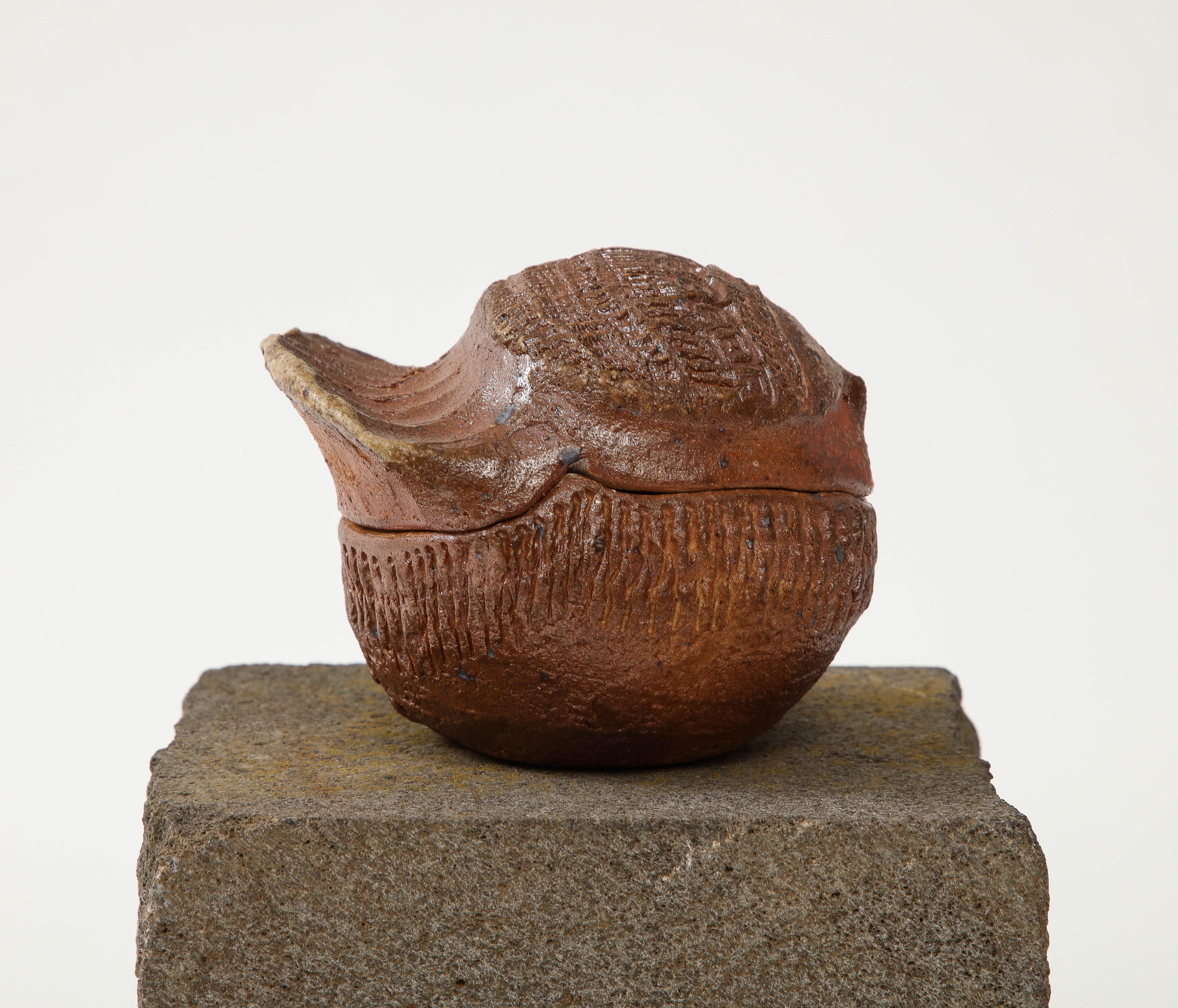 Barbara Delfosse French Incised Ceramic Bird Box, circa 1950-1960 4